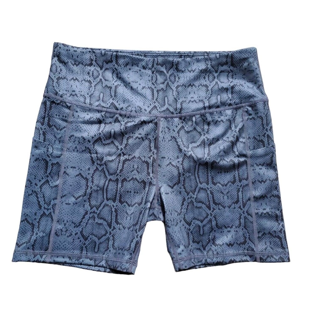 Promover Shorts Women XL w Pockets Stretch High Waisted Snakeskin Run Yoga Gym